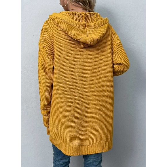 Cable-Knit Longline Hooded Cardigan - Picture 2 of 7